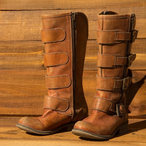 Distressed Cognac Straps and Zipper Boot by Corral 10 - Picture 2 of 9